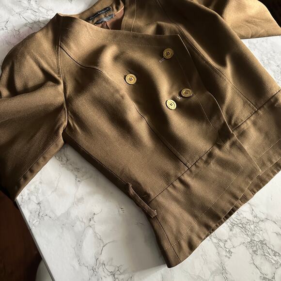 Harve Benard Golden Green Short Double Breasted Military Jacket‎ Women's Size 6 - Picture 12 of 12